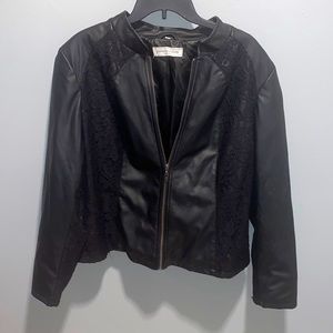Faux Leather and Lace Jacket